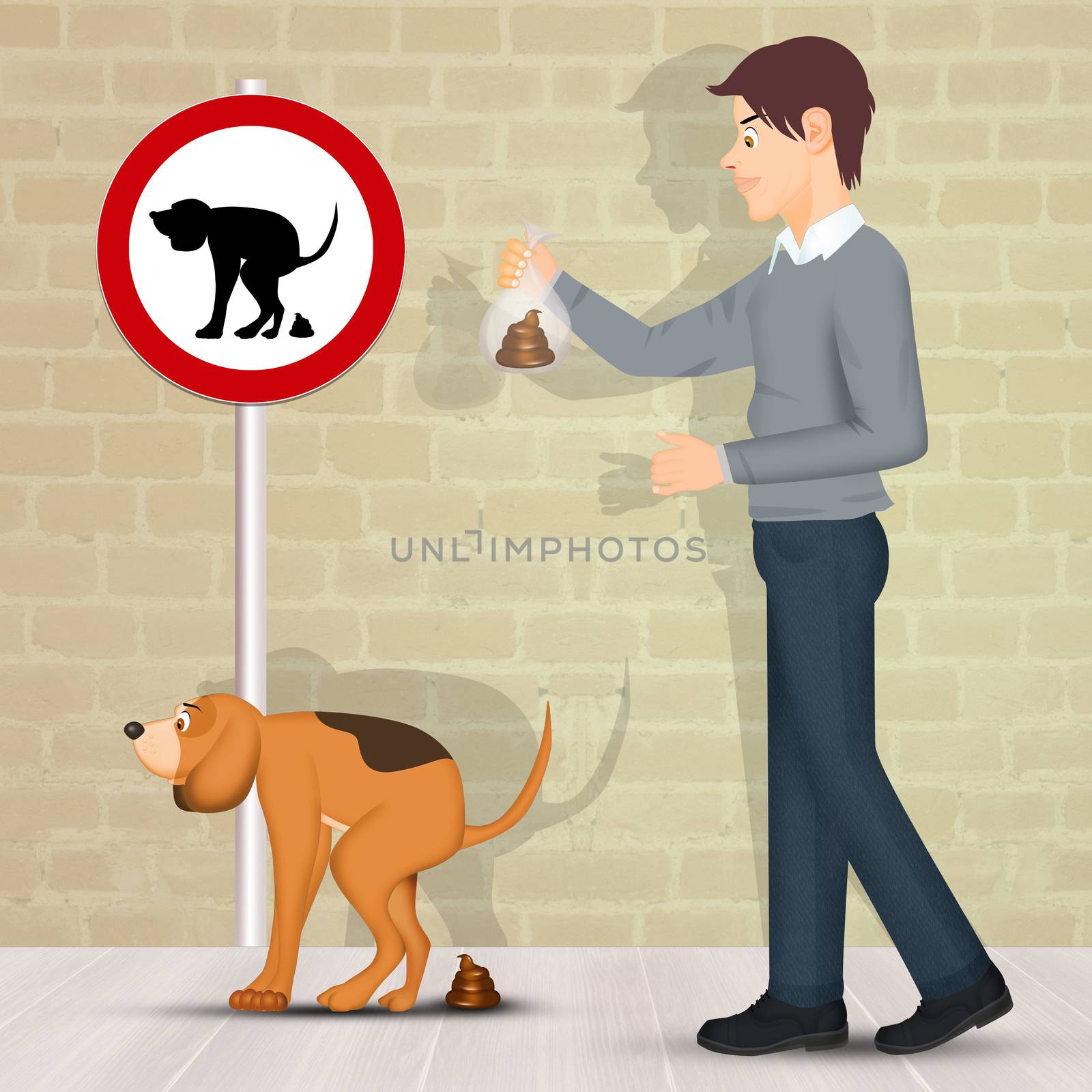 illustration of obligation to collect dog poop