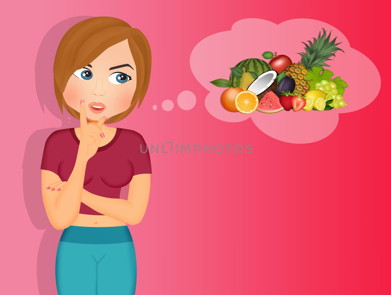 illustration of girl eat healthy