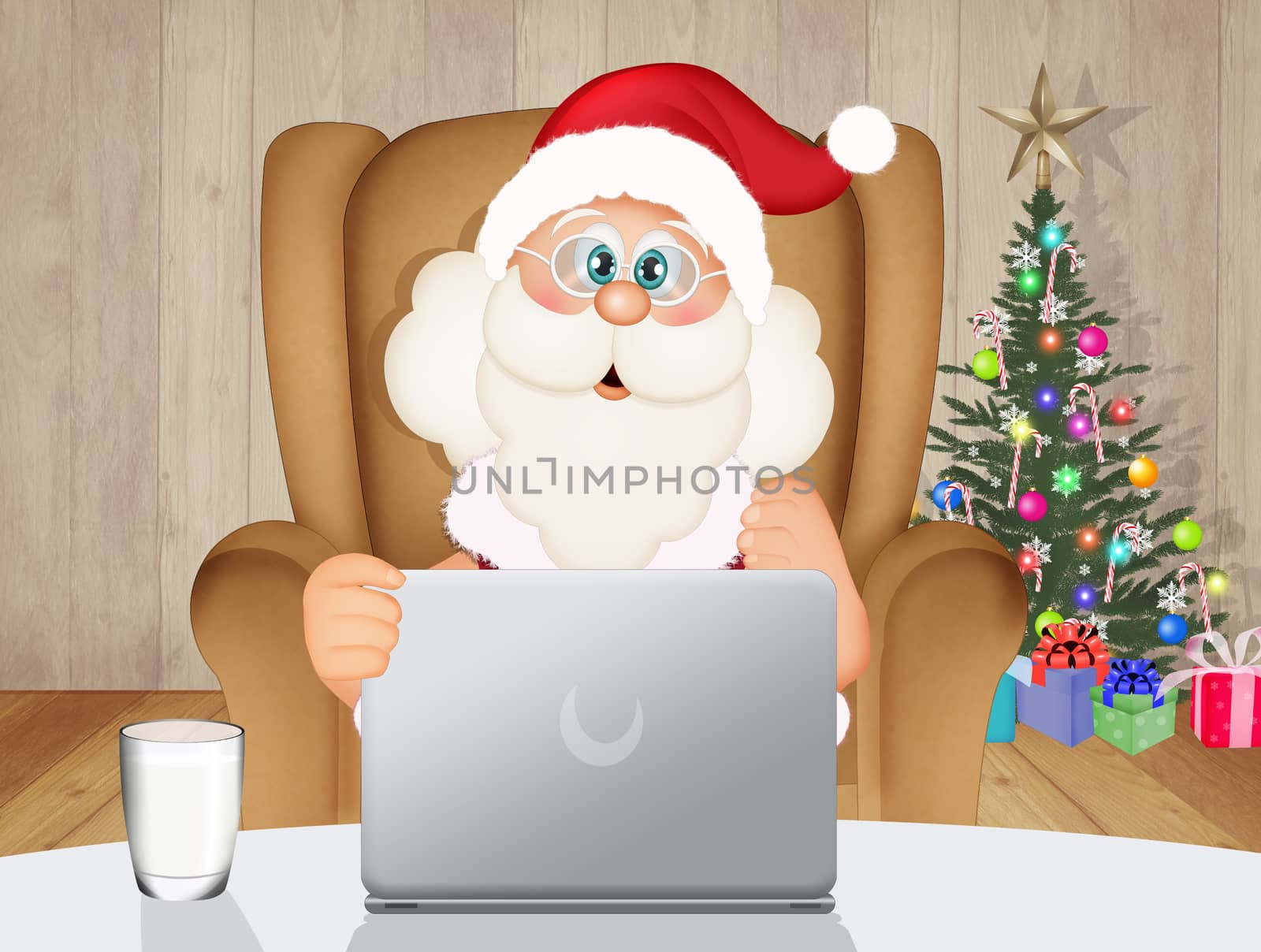 Santa Claus with computer by adrenalina