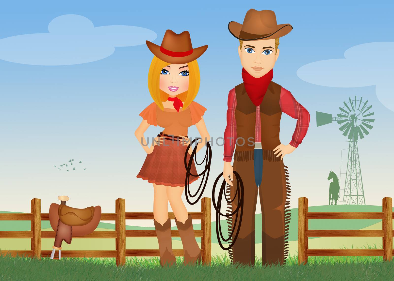 rider and cowboy on the farm by adrenalina