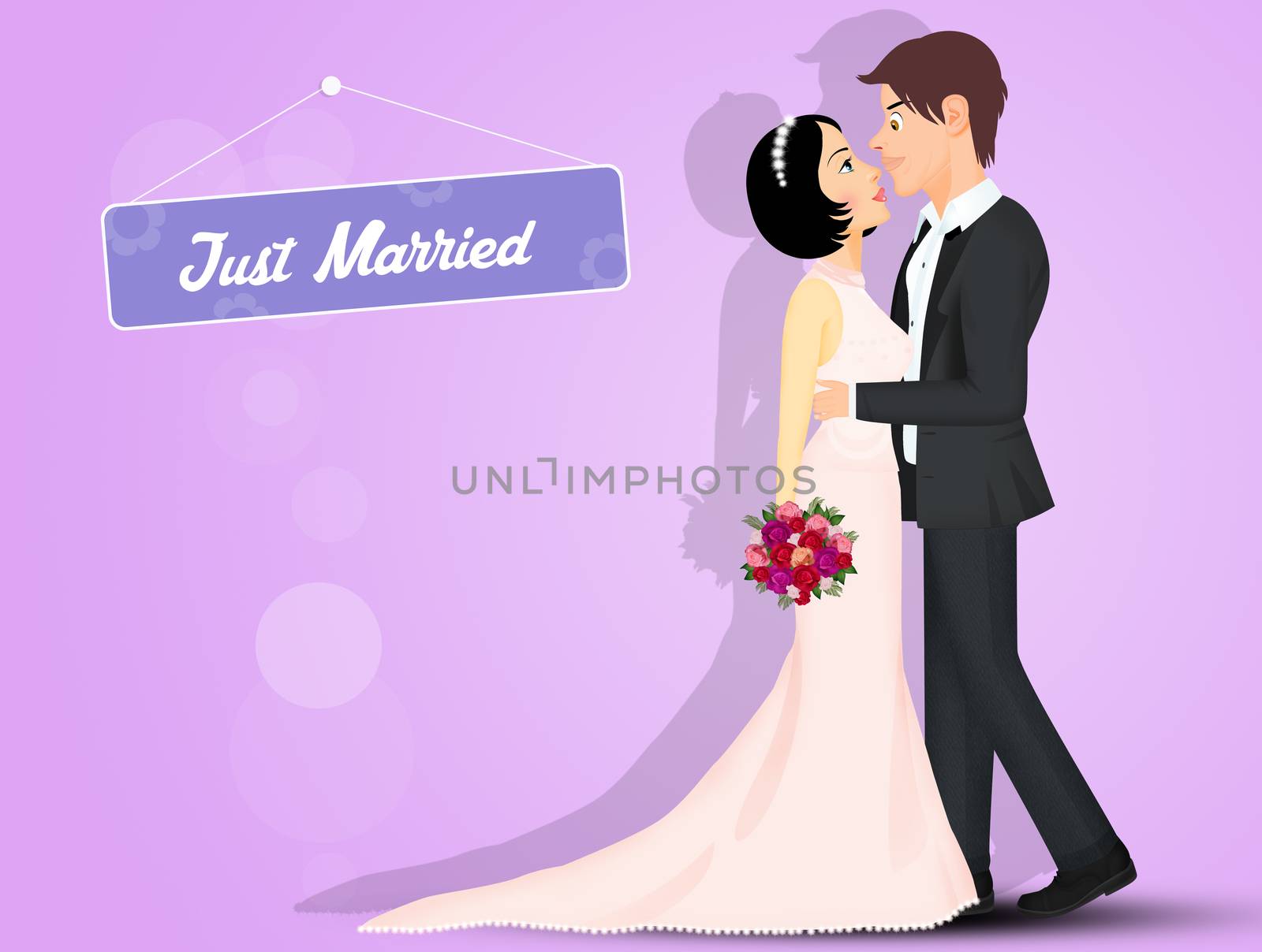 illustration of bride and groom
