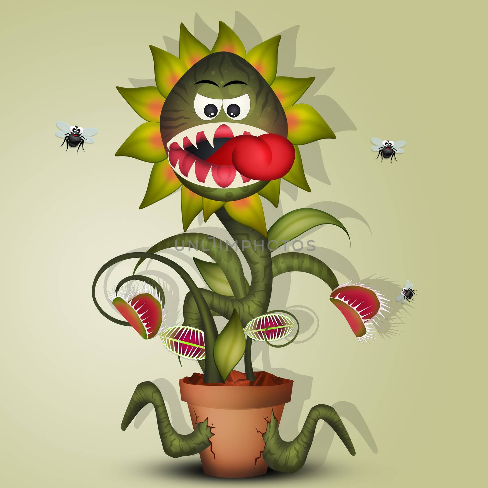 funny illustration of carnivorous plants