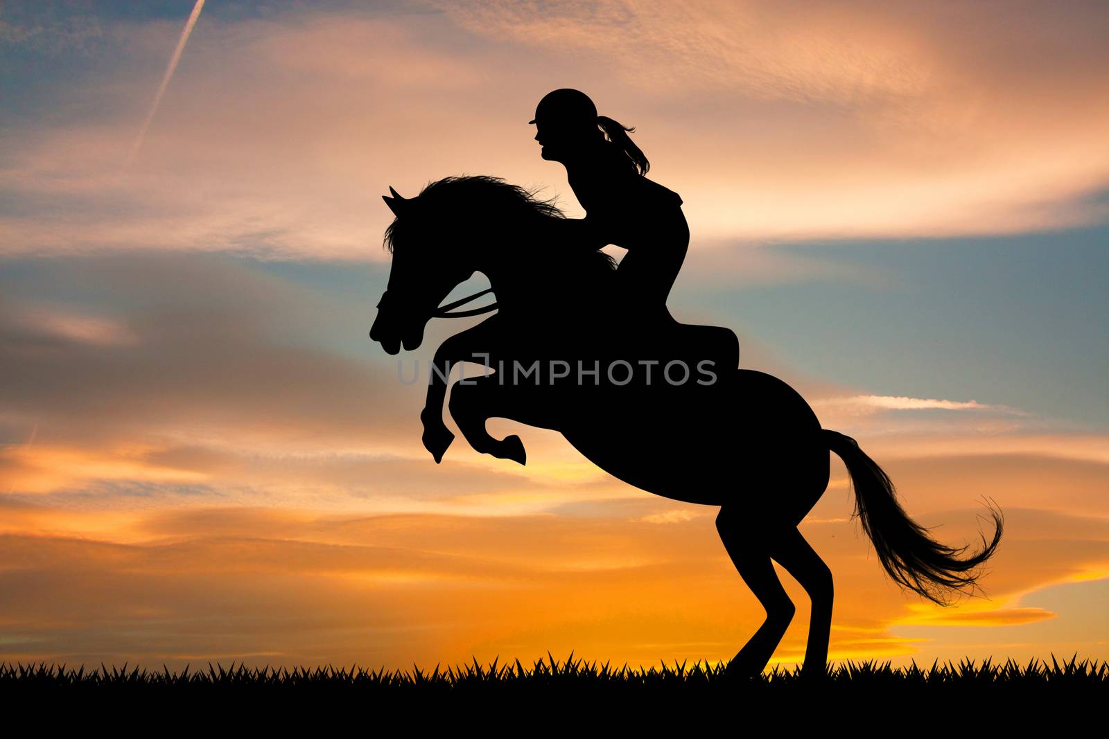 girl on horseback at sunset by adrenalina