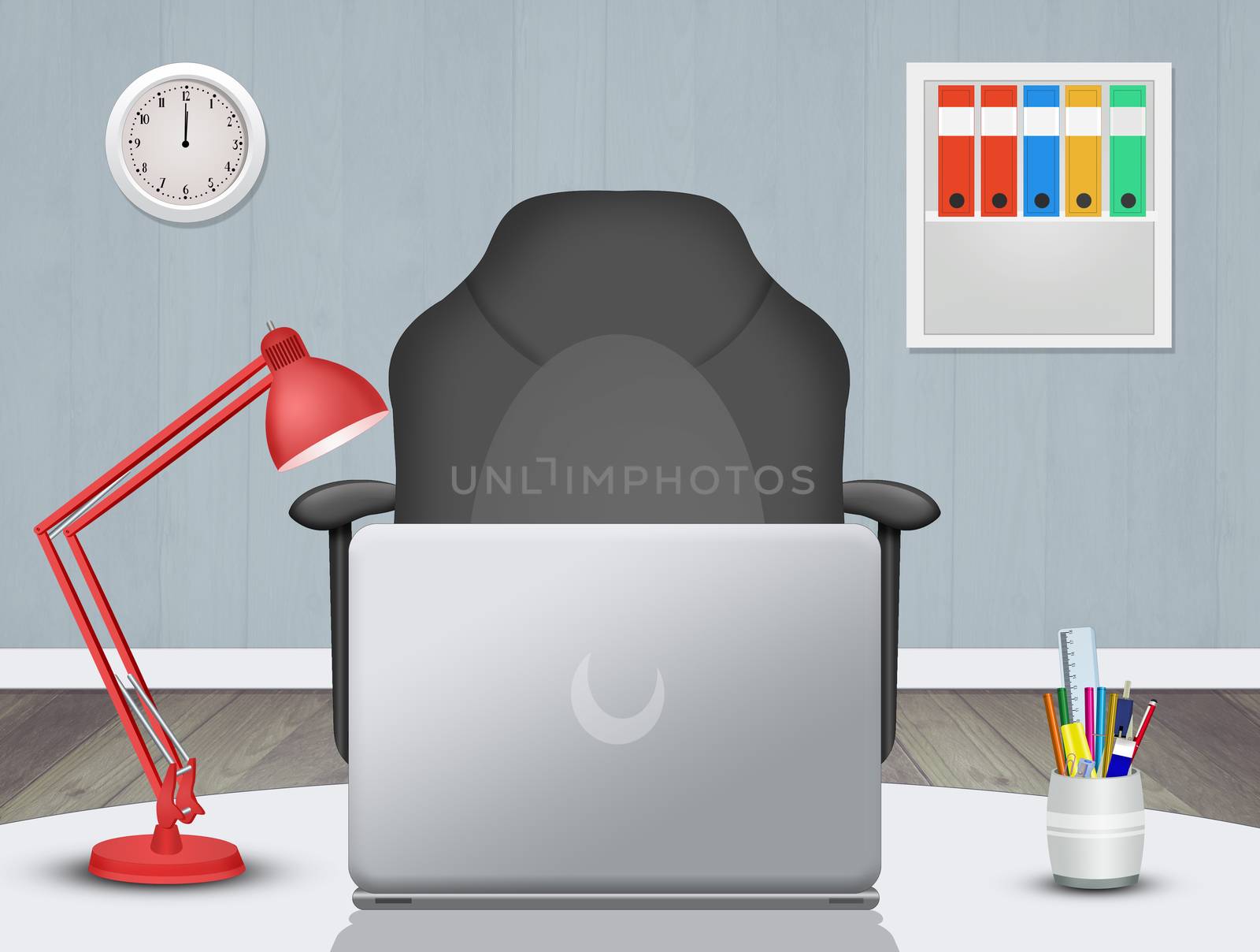 cute illustration of office desk