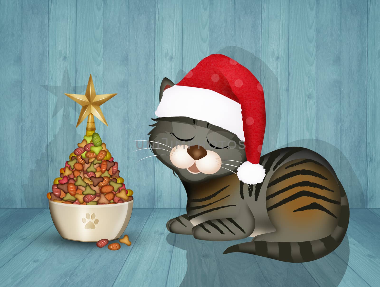 illustration of Christmas tree for cat by adrenalina