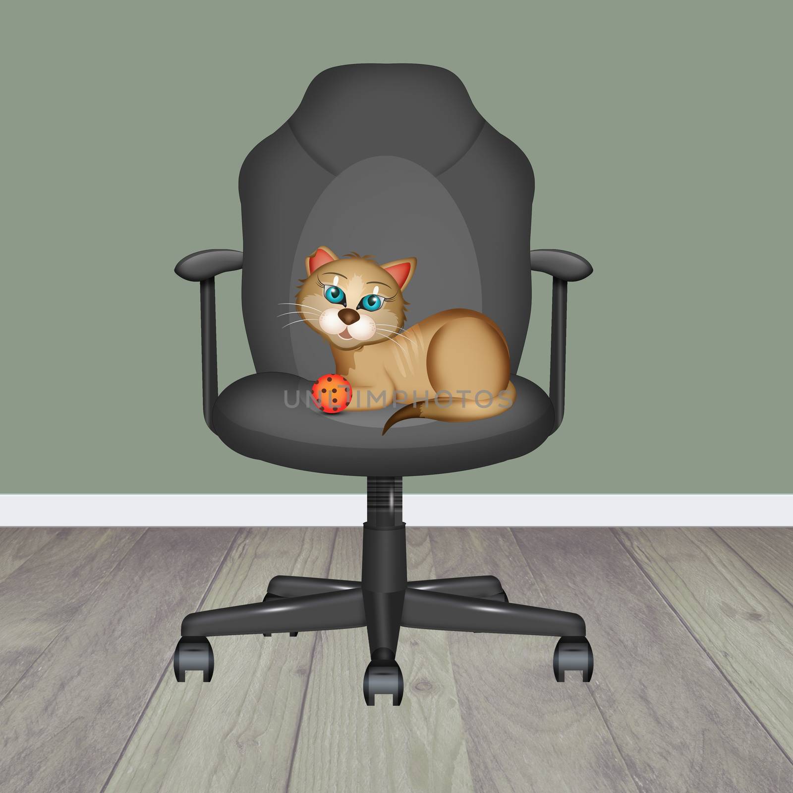 cat on office chair by adrenalina