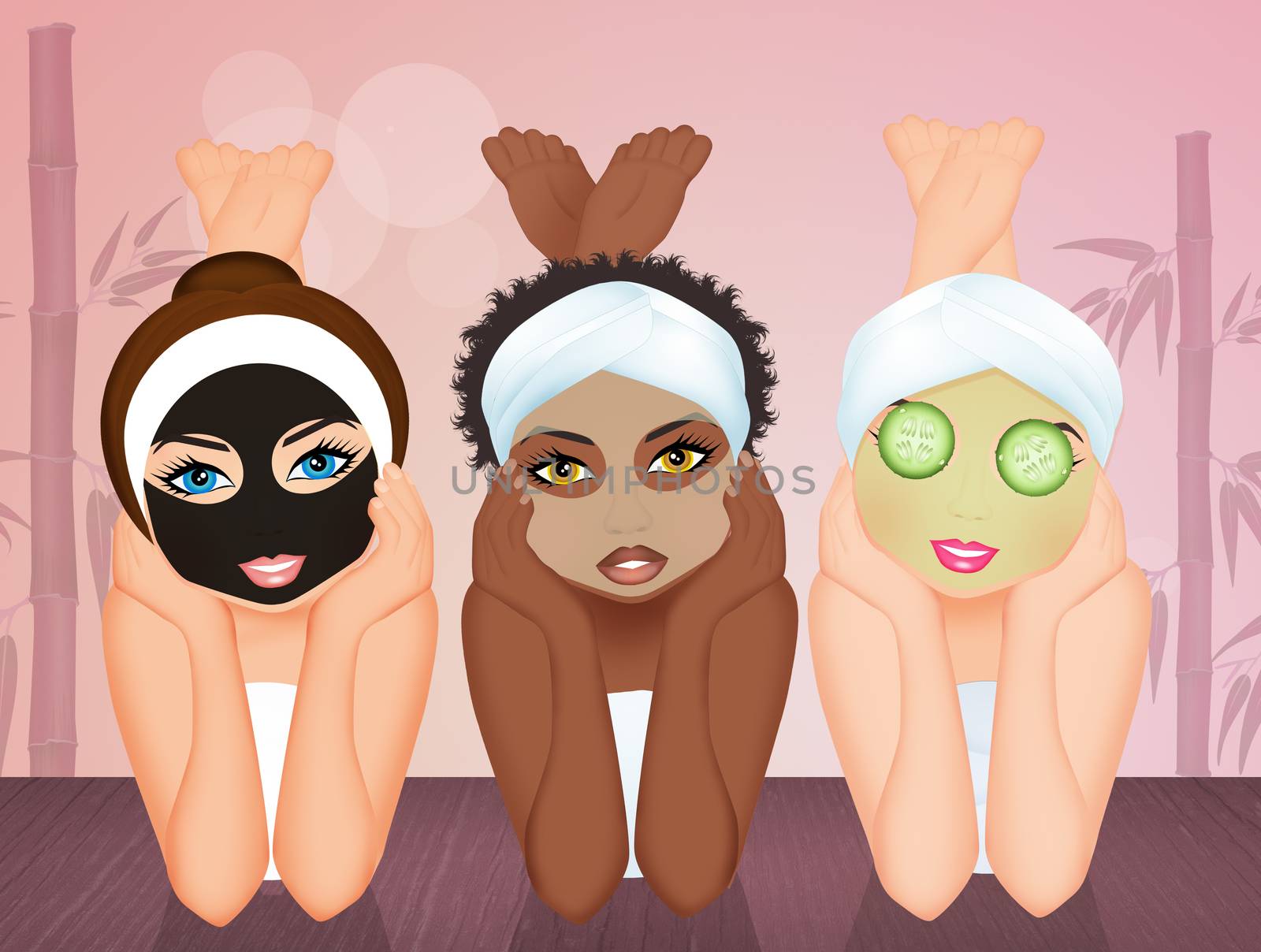 illustration of various face cleaning masks