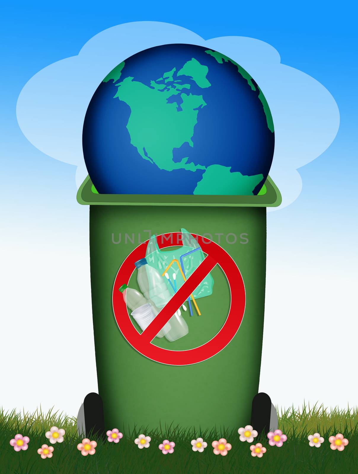 illustration of plastic pollution