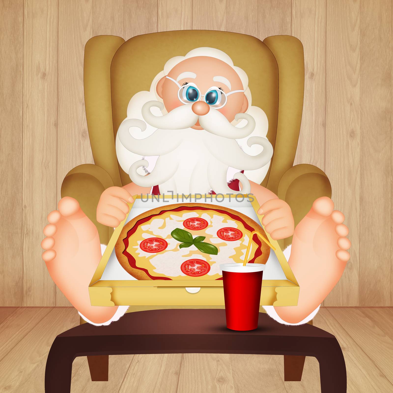 Santa Claus eating pizza by adrenalina