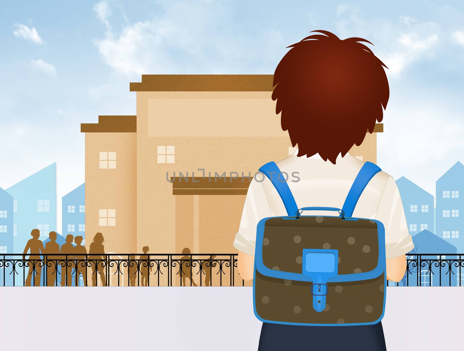 illustration of boy back to school
