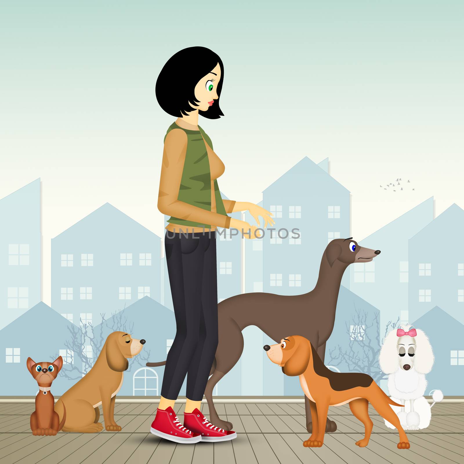 girl with dogs by adrenalina