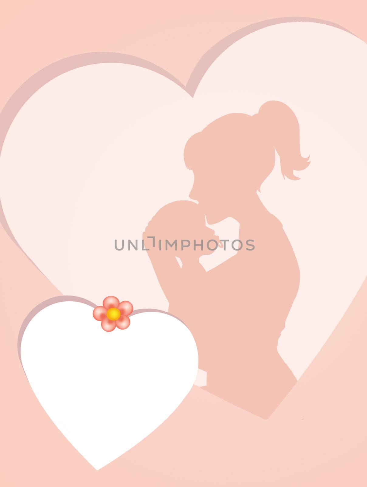 illustration of mother with baby in the heart frame