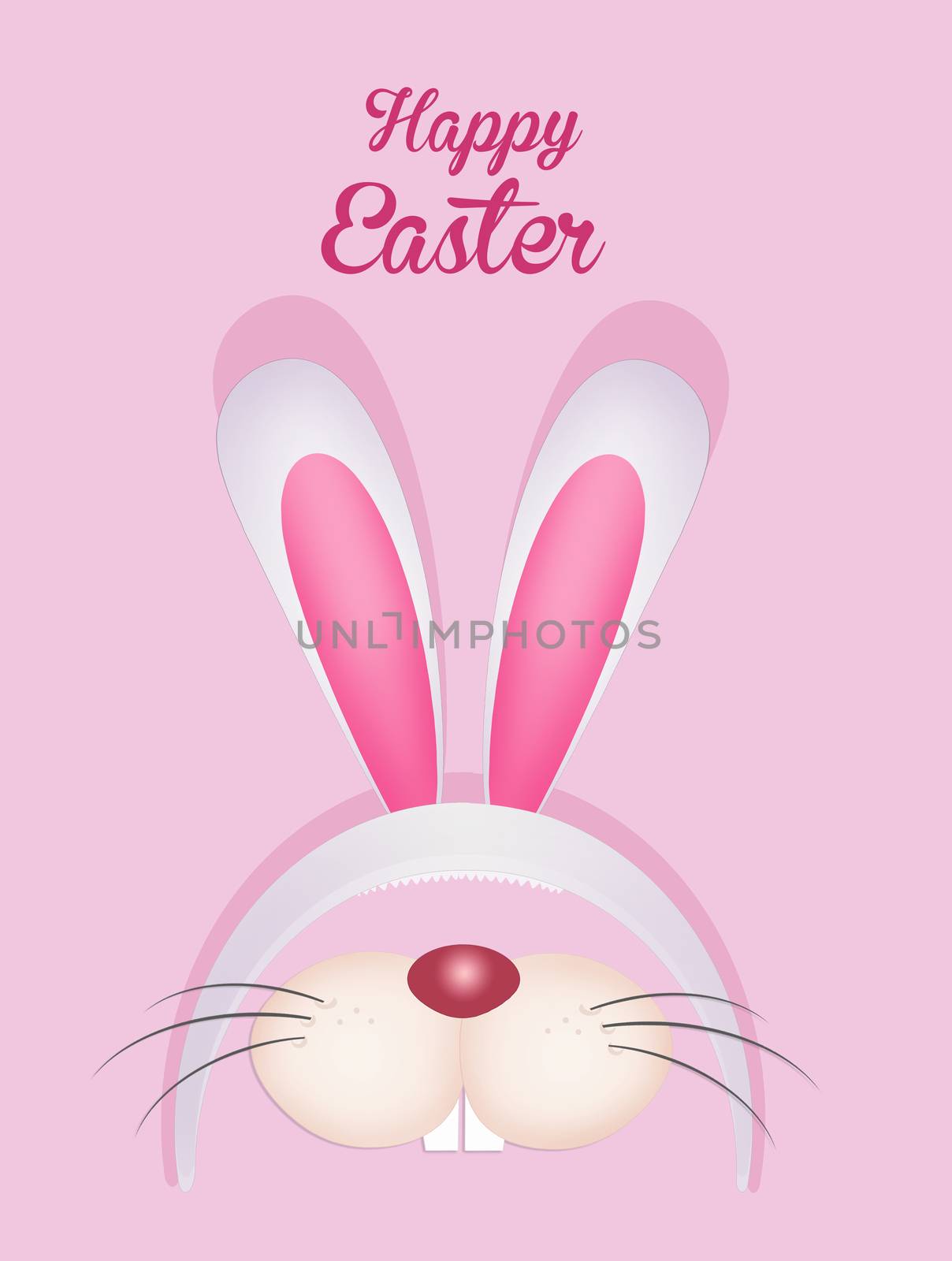 illustration of Easter postcard with bunny mask