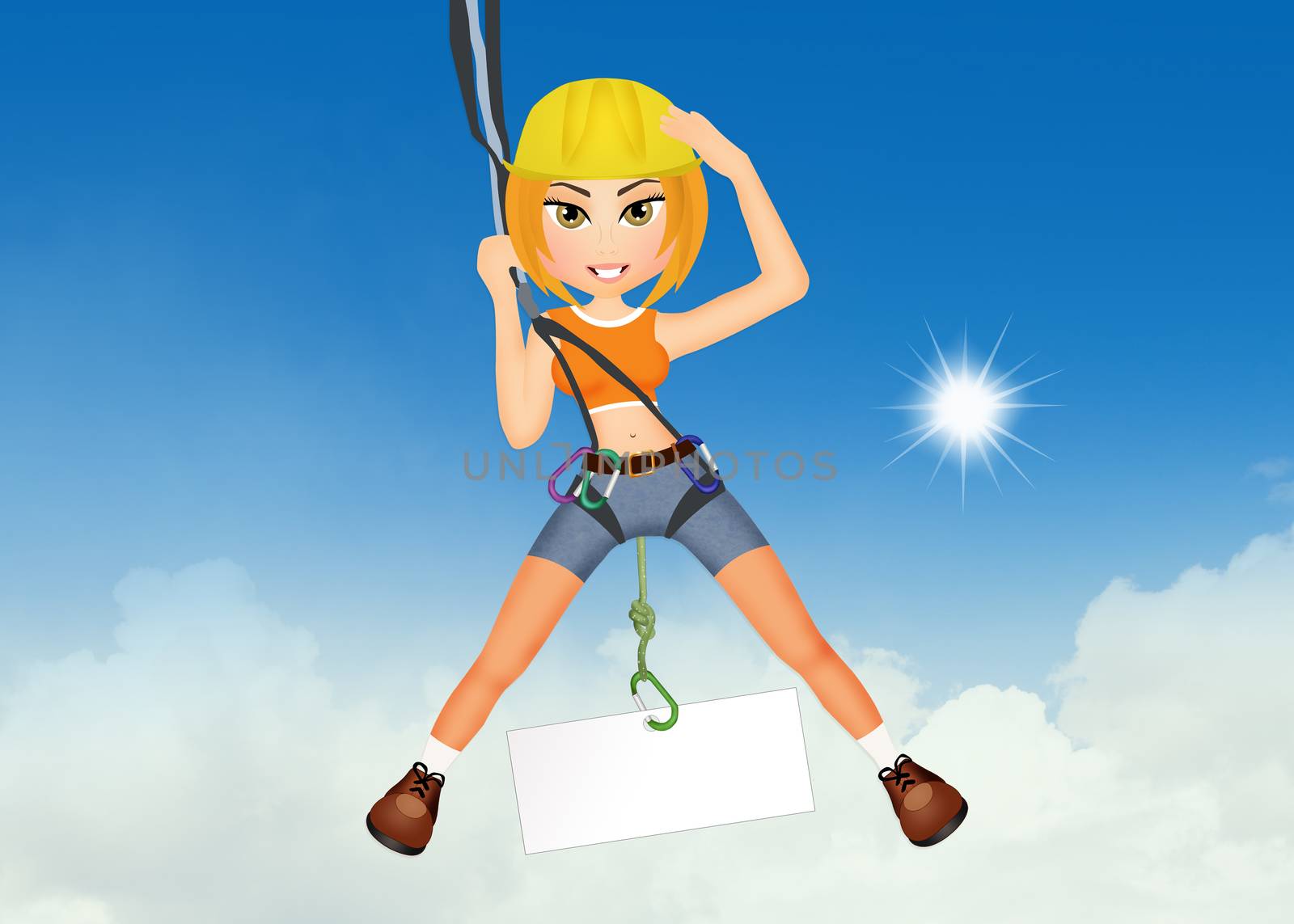 illustration of girl climber on the wall