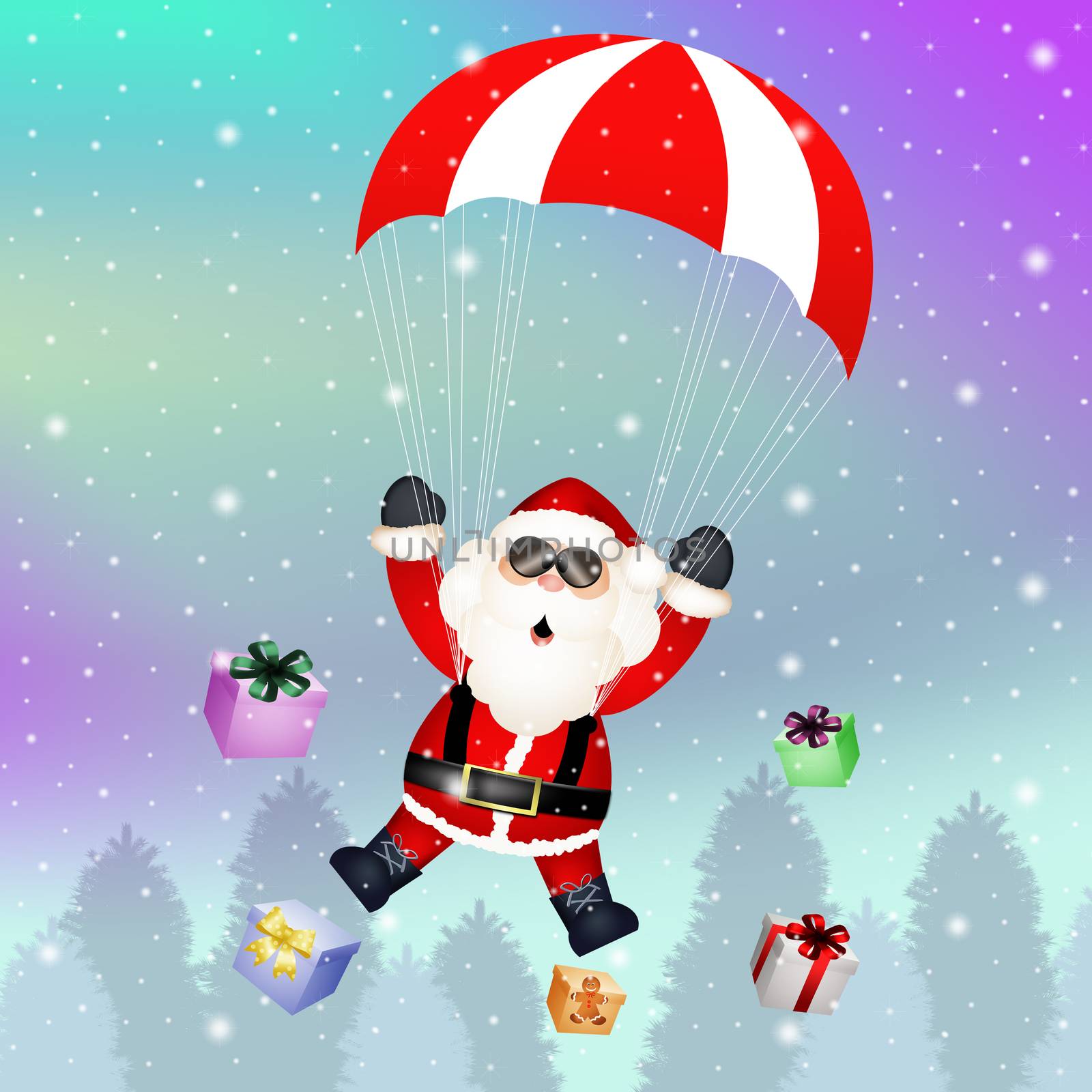 Santa Claus with parachute by adrenalina