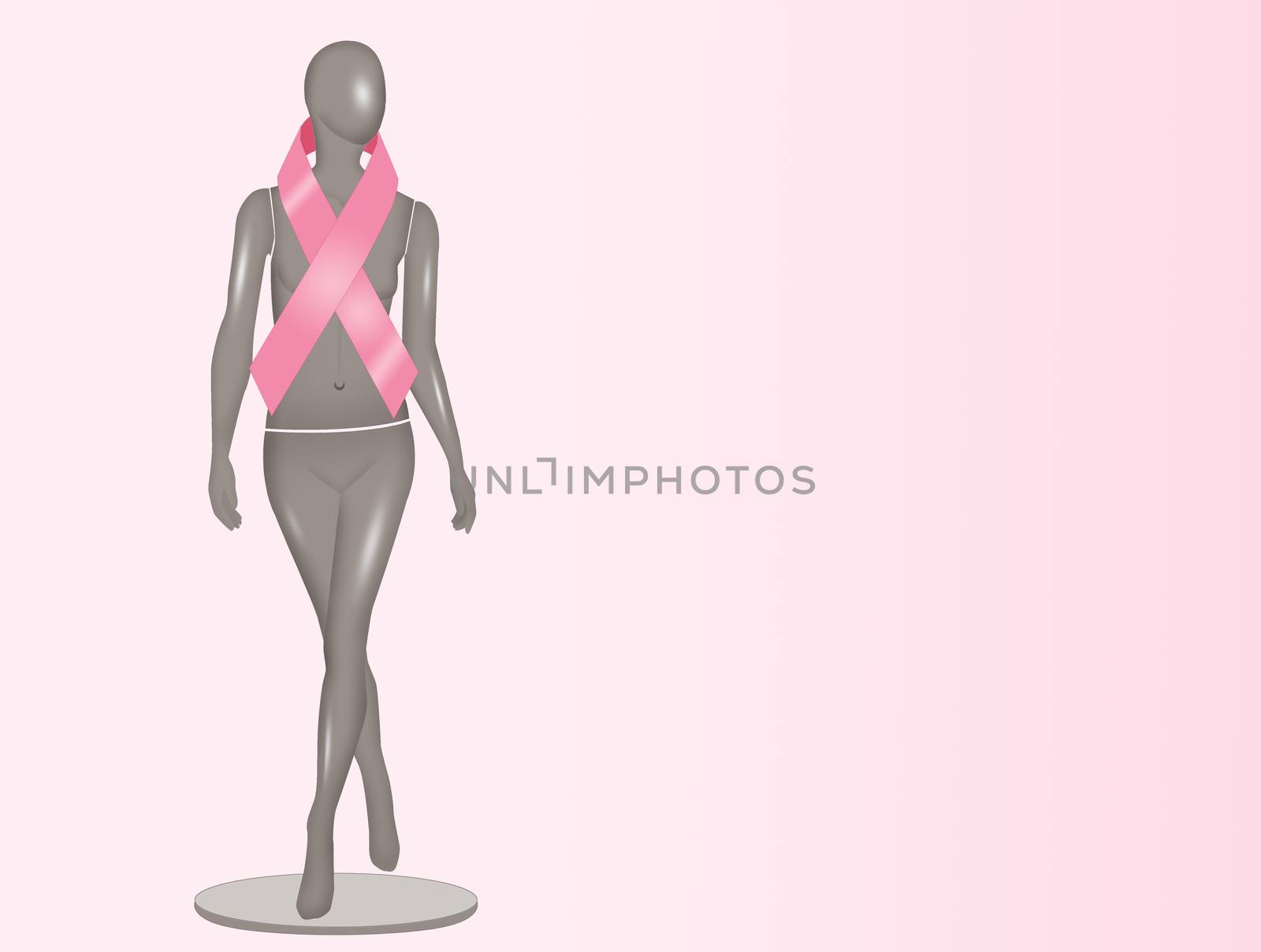 illustration of mannequin with breast cancer ribbon