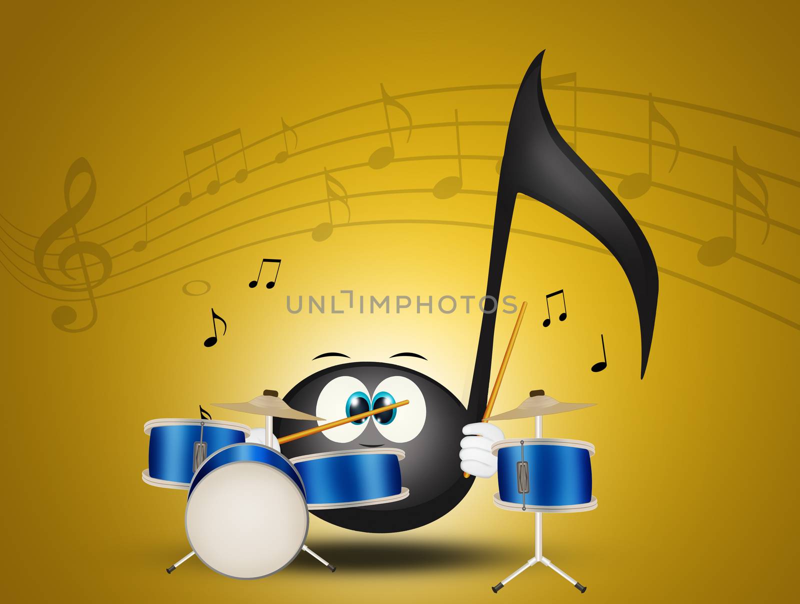 musical note plays the drums by adrenalina