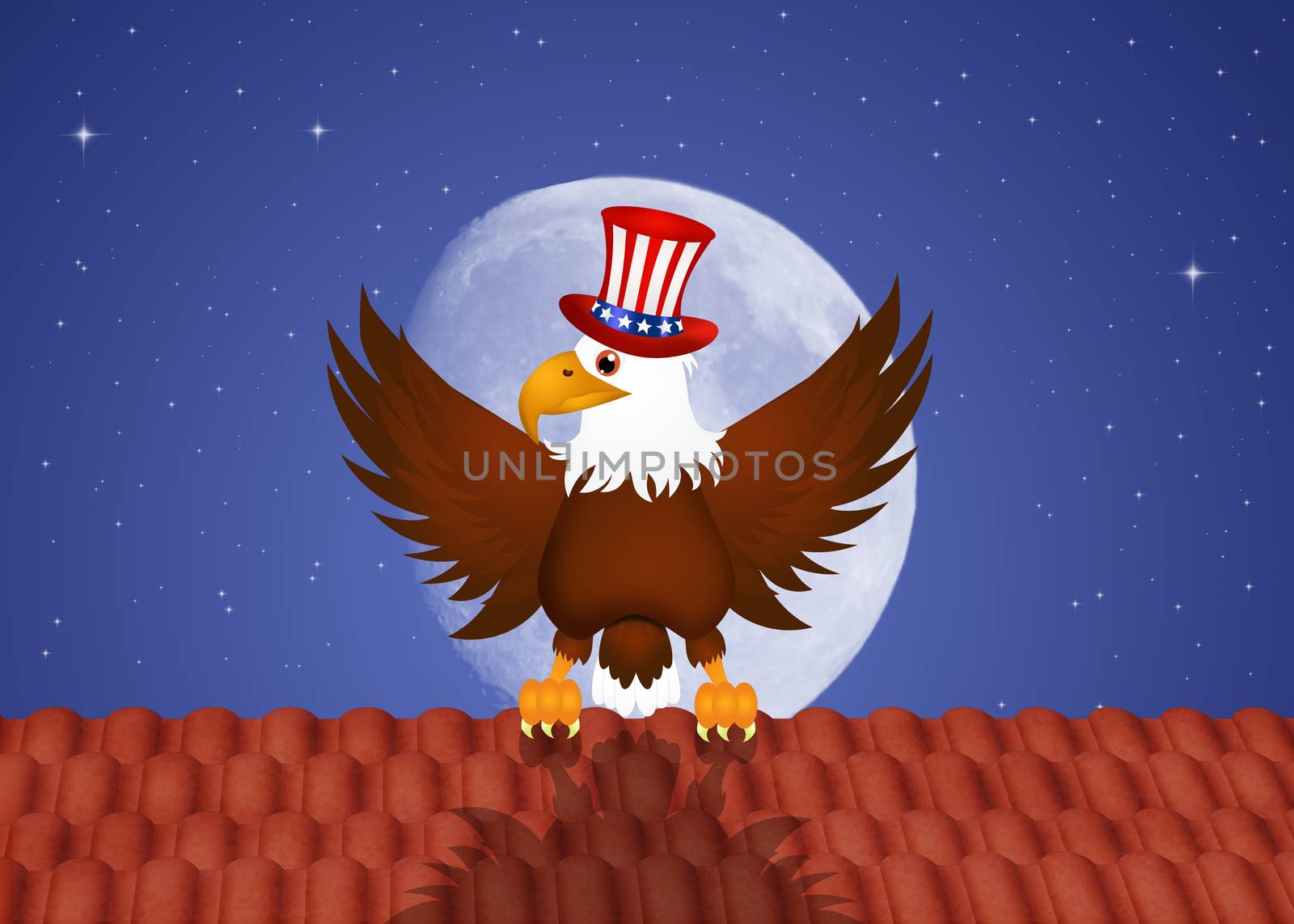 eagle with hat for independence day by adrenalina