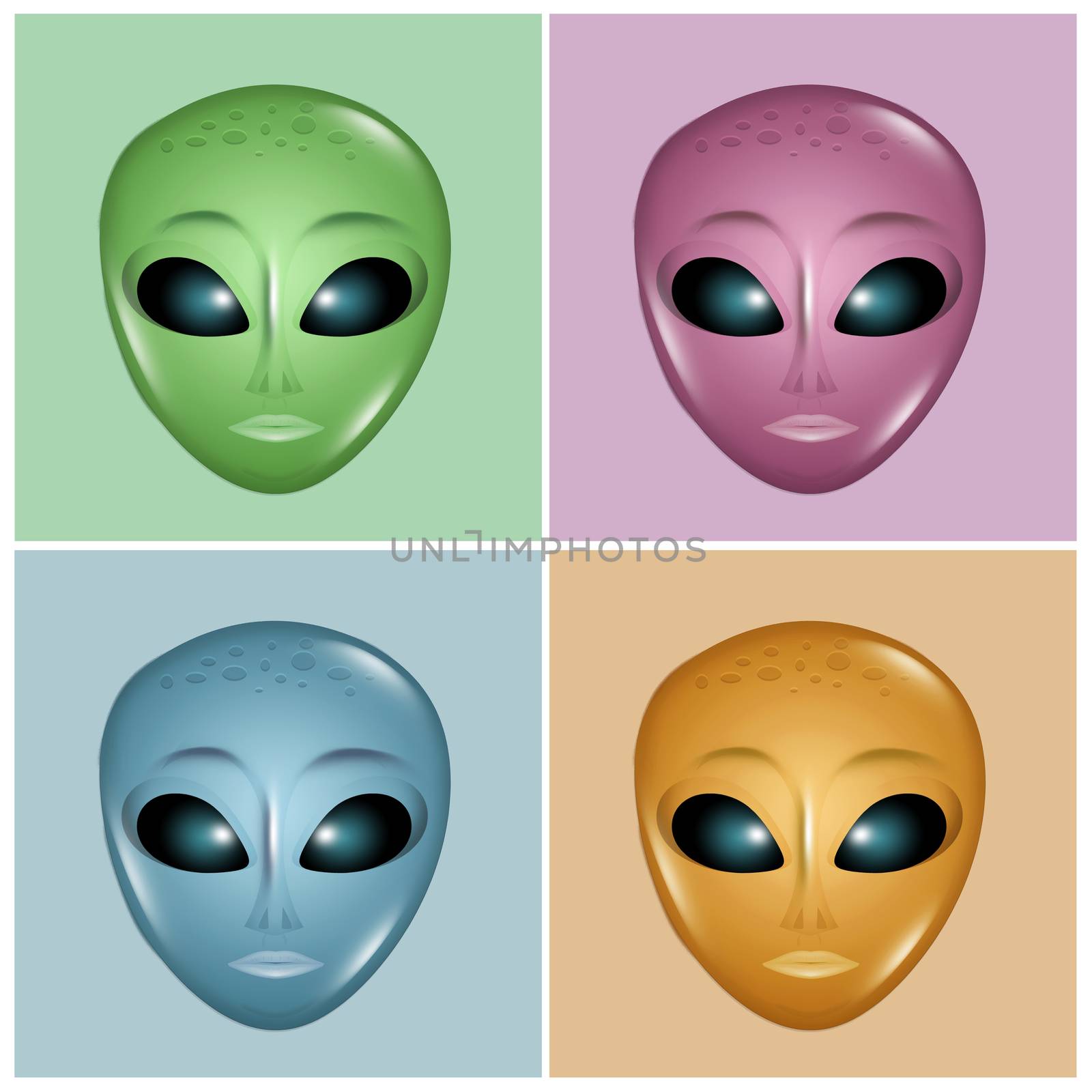 illustration of various Alien face