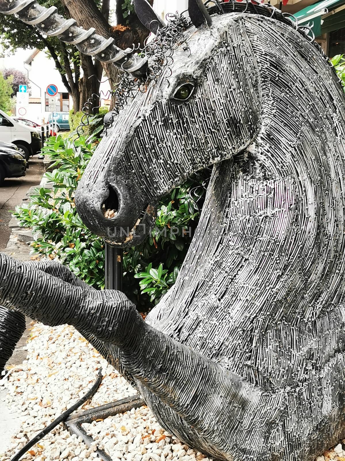 Special horse statue in front of one of Eger's hotels by balage941