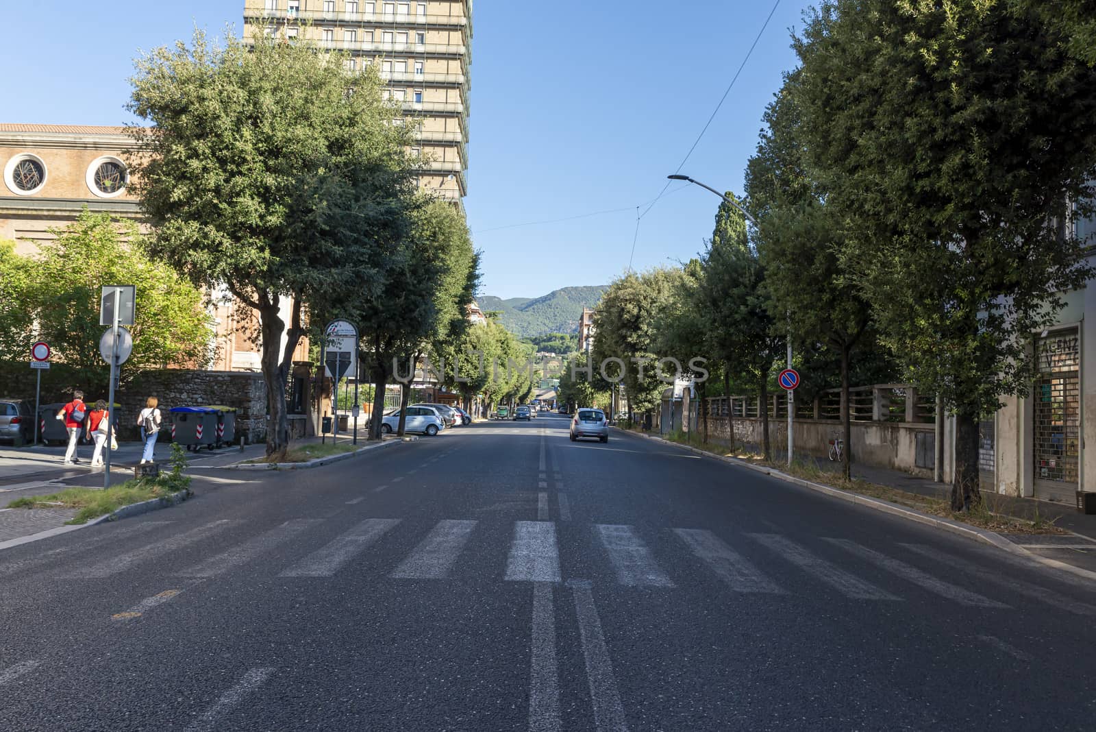 terni,italy august 21 2020:Via Curio Dentato towards the station of Terni