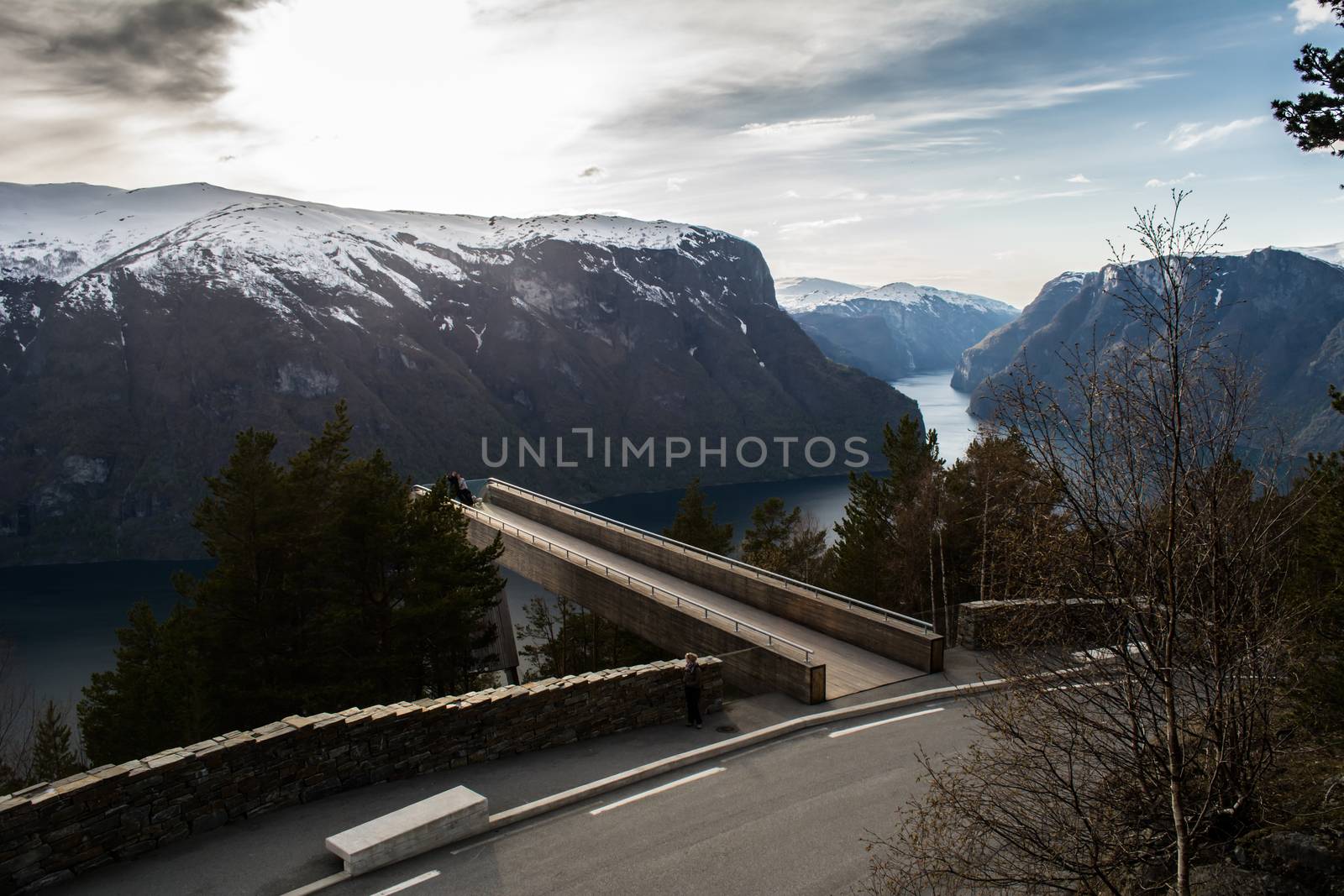 view on the wooden viewing platform of Stegastein in Aurland by kb79