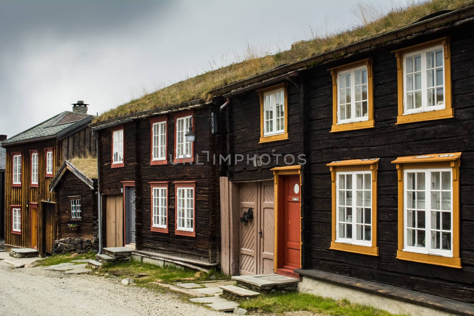 Roros, Norway, May 2015: traditional wooden house in the historical mining village of Roros