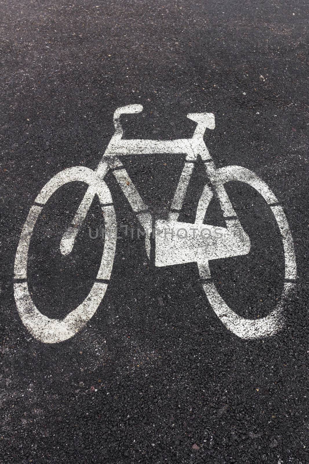 Symbol of bike path imprinted on the asphalt