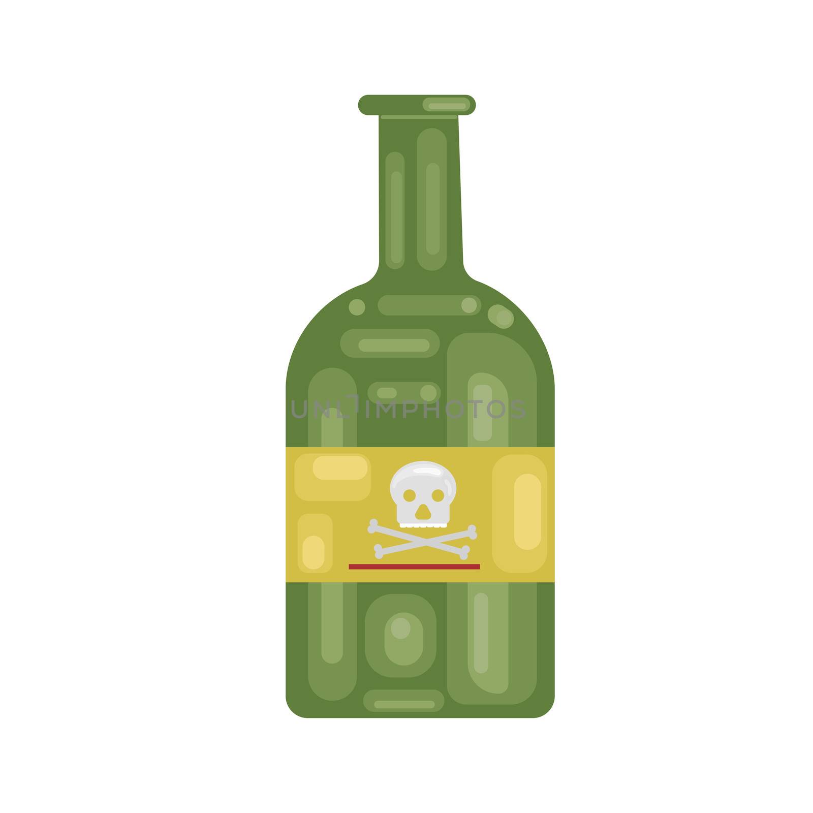 poison bottle bottle flat icon. green bottle with skull bones isolated illustration.