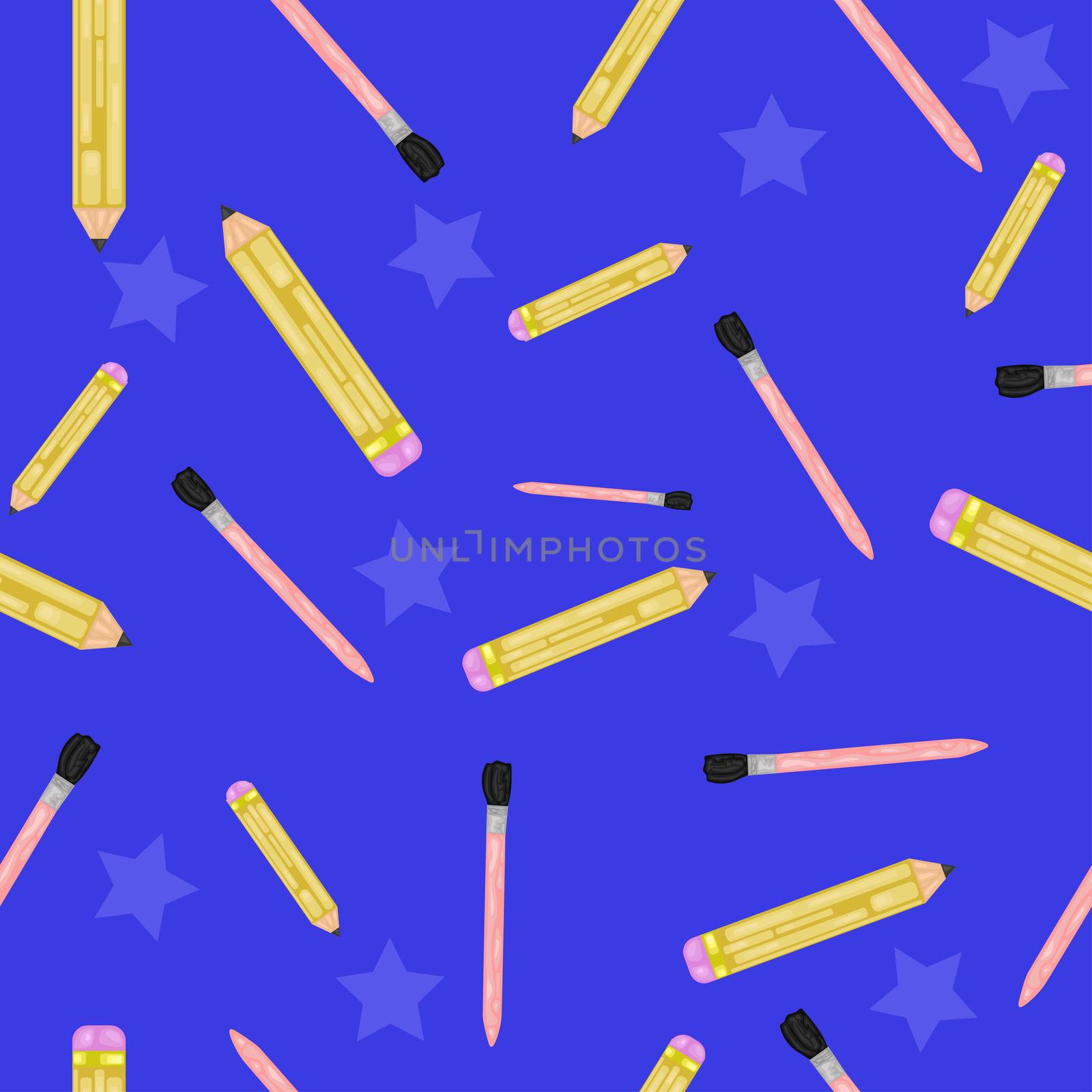 seamless pattern of brushes and pencils. illustration.