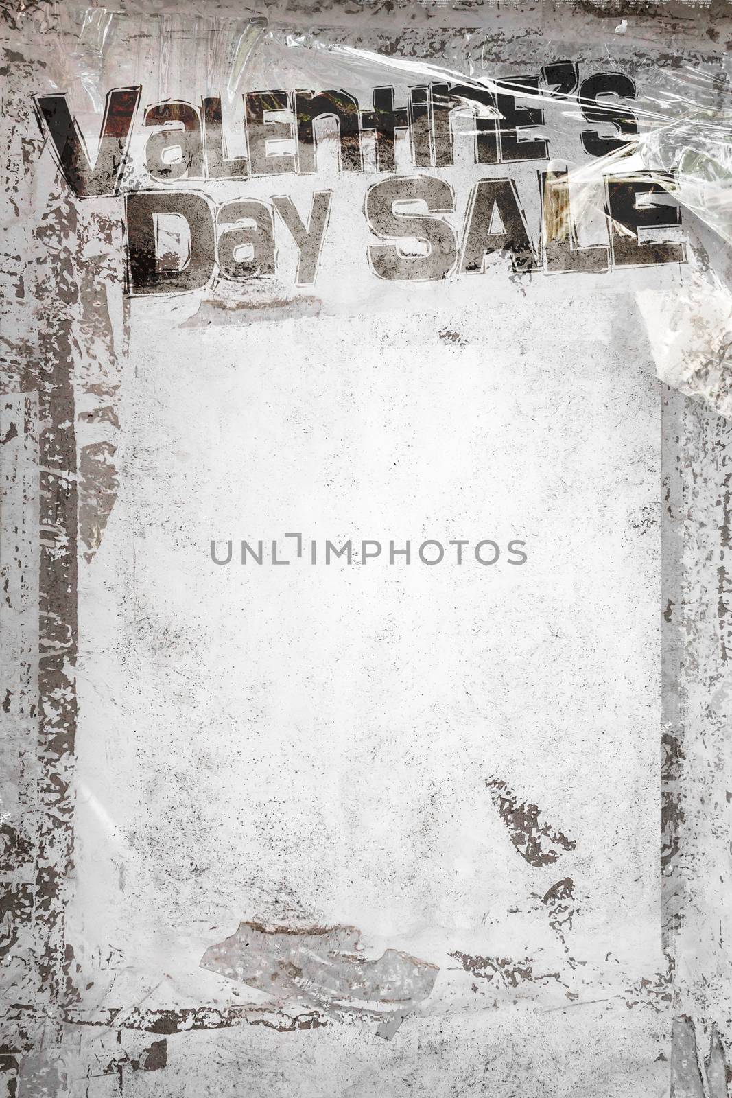 Valentine's Day Sale background with old marking tapes. Grungy frame and remains of scotch tape and cellophane. Vertical background fully editable. It can be used as a food menu, poster, wallpaper, design t-shirts and more.