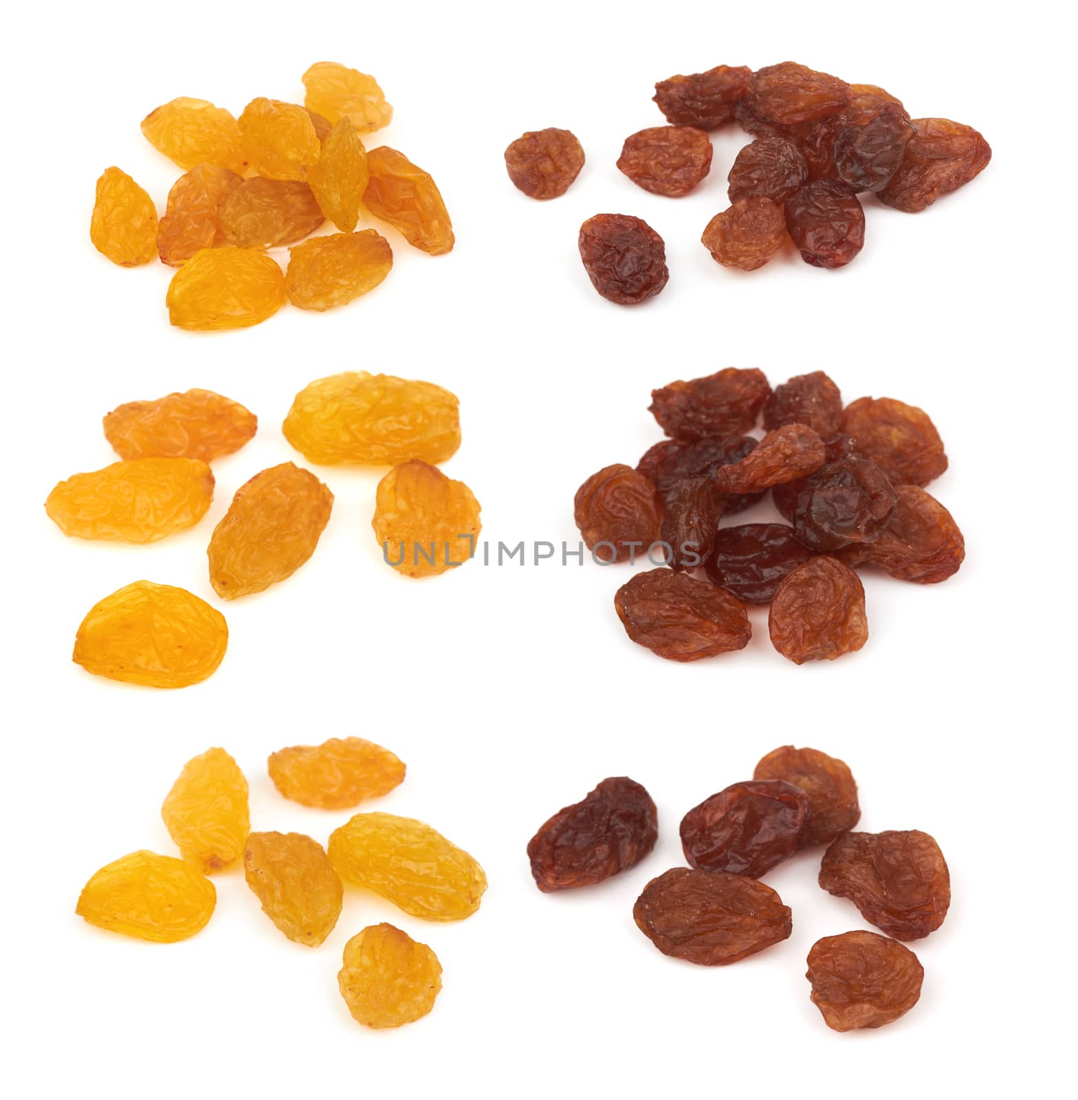 Dried raisins isolated on a white background