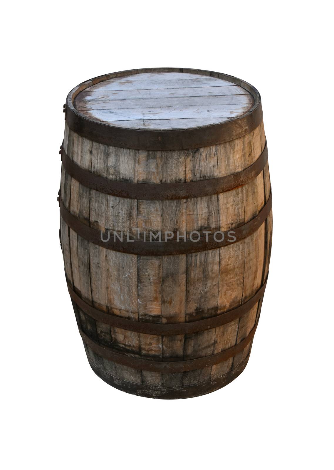 Old vintage wine barrel or whiskey cask isolated by BreakingTheWalls