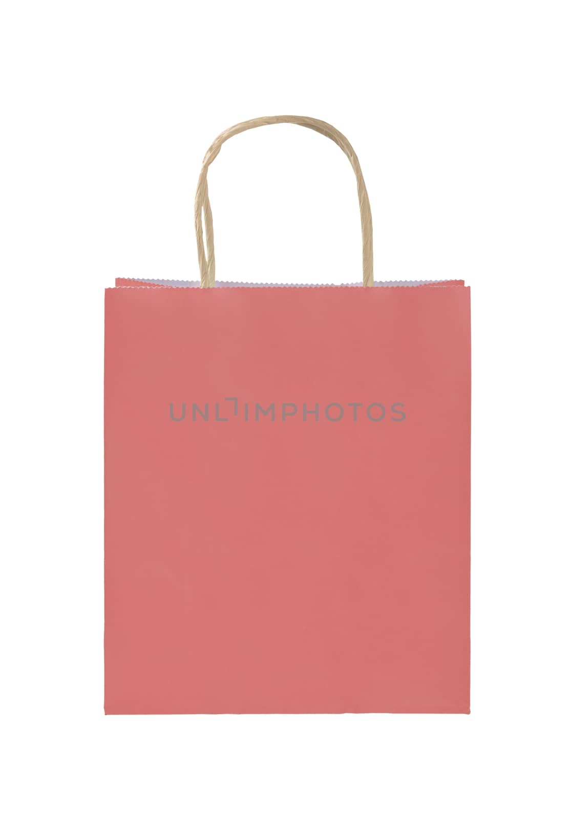 Pink paper shopping bag isolated on white by BreakingTheWalls