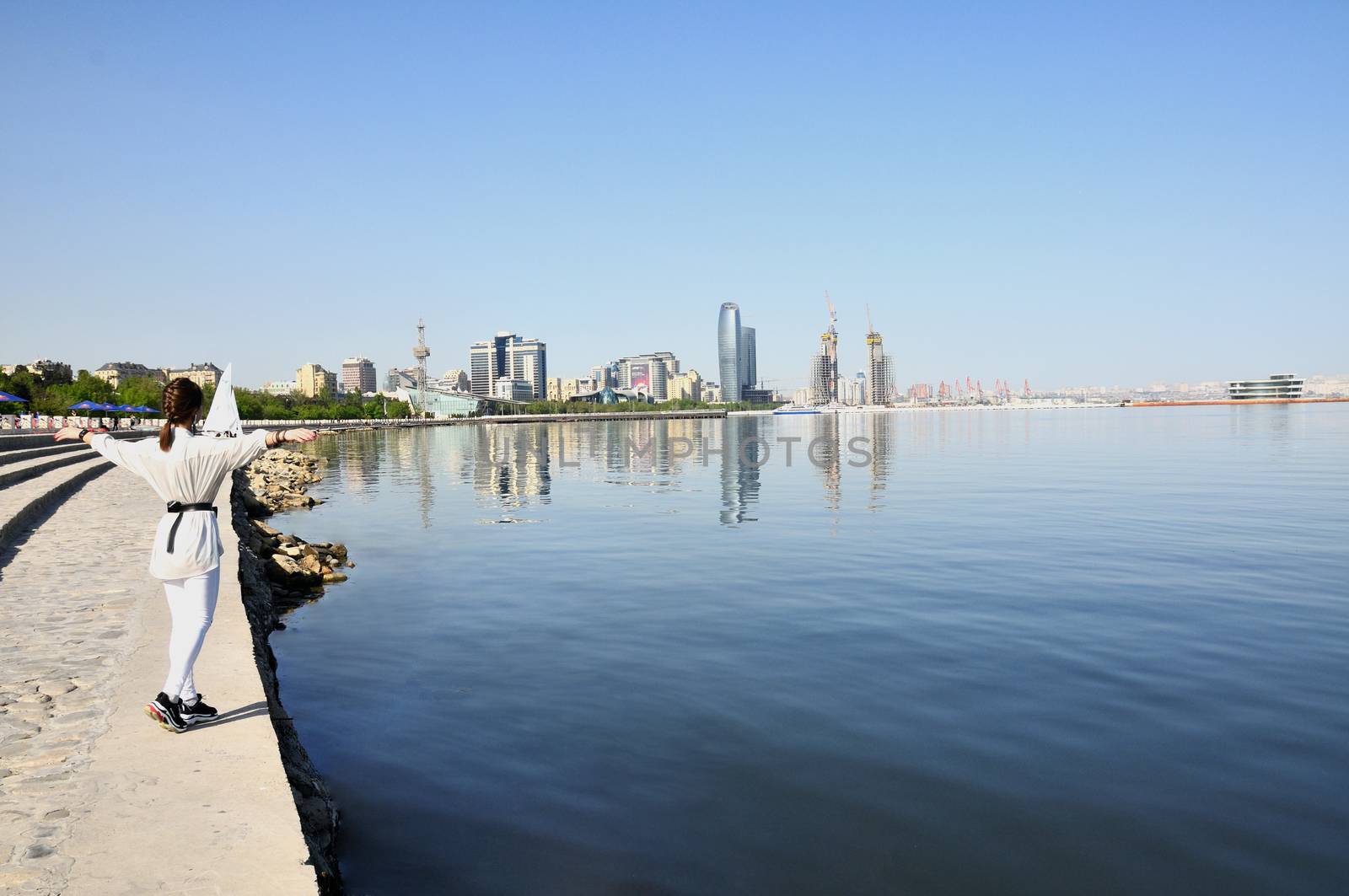 09 July 2018.Baku,Azerbaijan.Seaside Boulevard on the Caspian shore in Baku in summer
