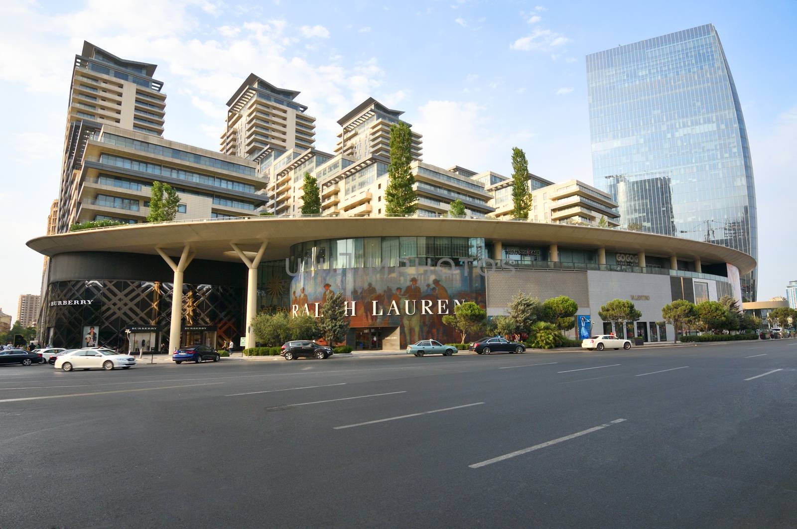 Baku.Azerbaijan.31 august 2018.Complex Baku Port and Shopping Center located on the shore of the Caspian Sea