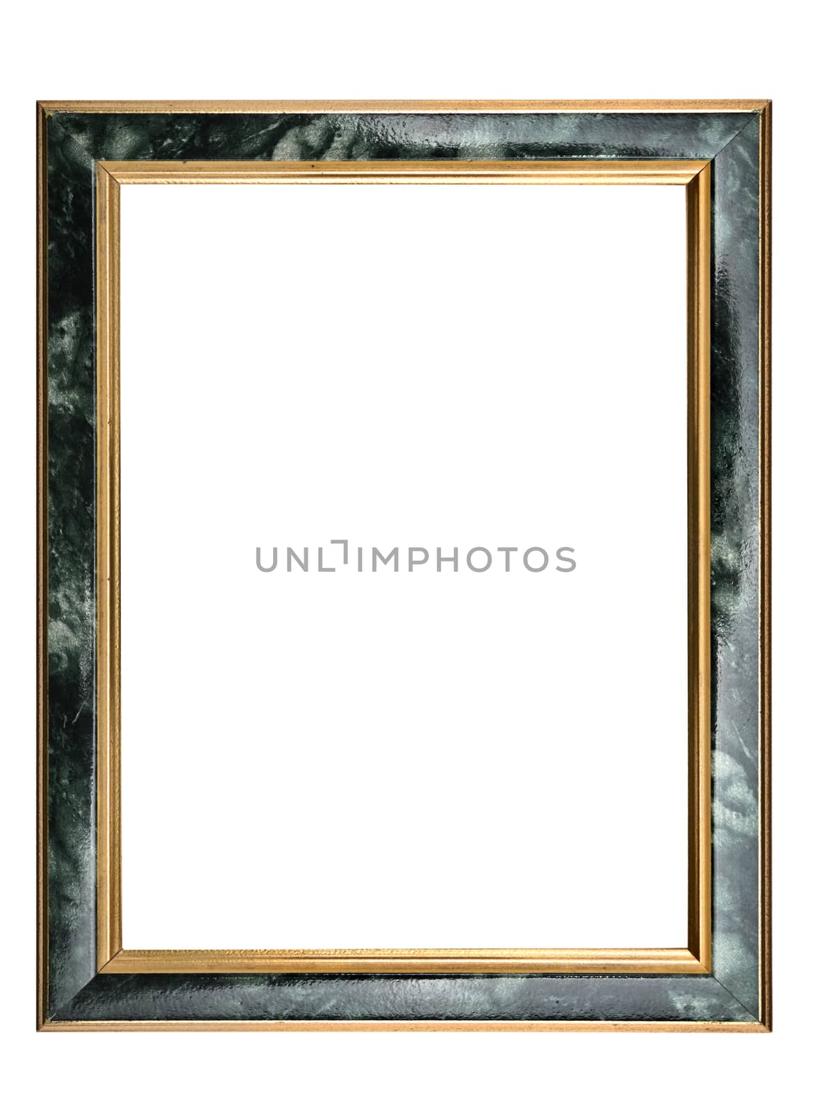 Vintage photo frame with marble effect on an isolated white background.