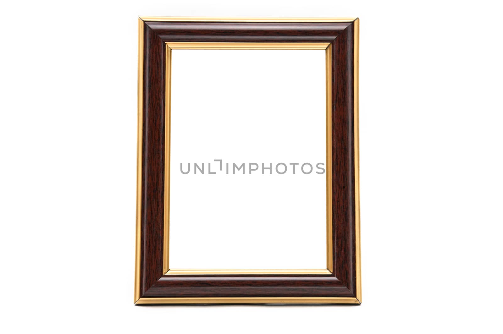 Antique wooden photo frame on an isolated white background by moviephoto