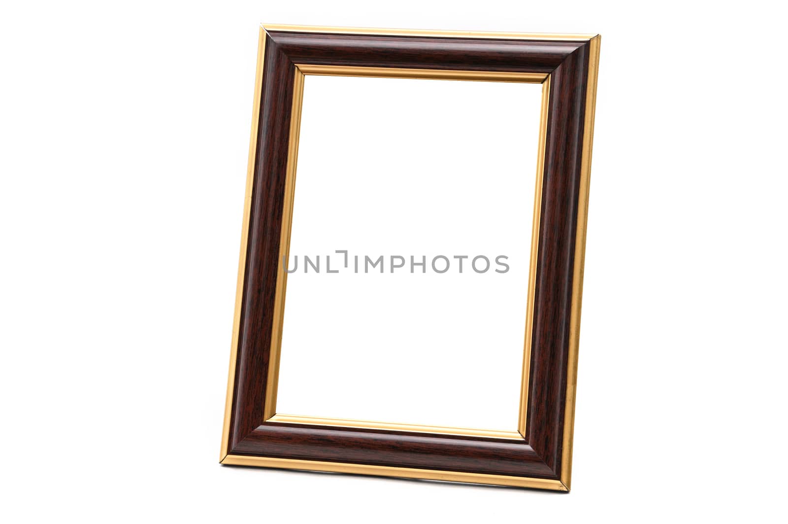 Vintage wooden photo frame on an isolated white background
