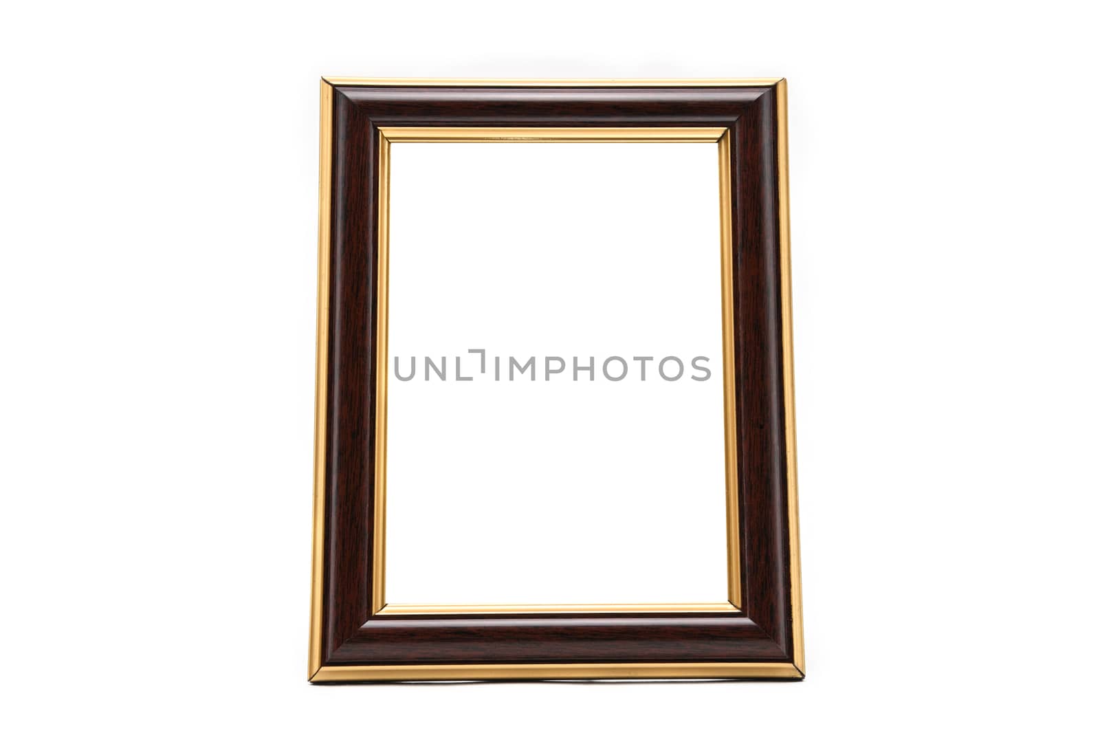 Antique wooden photo frame on an isolated white background by moviephoto