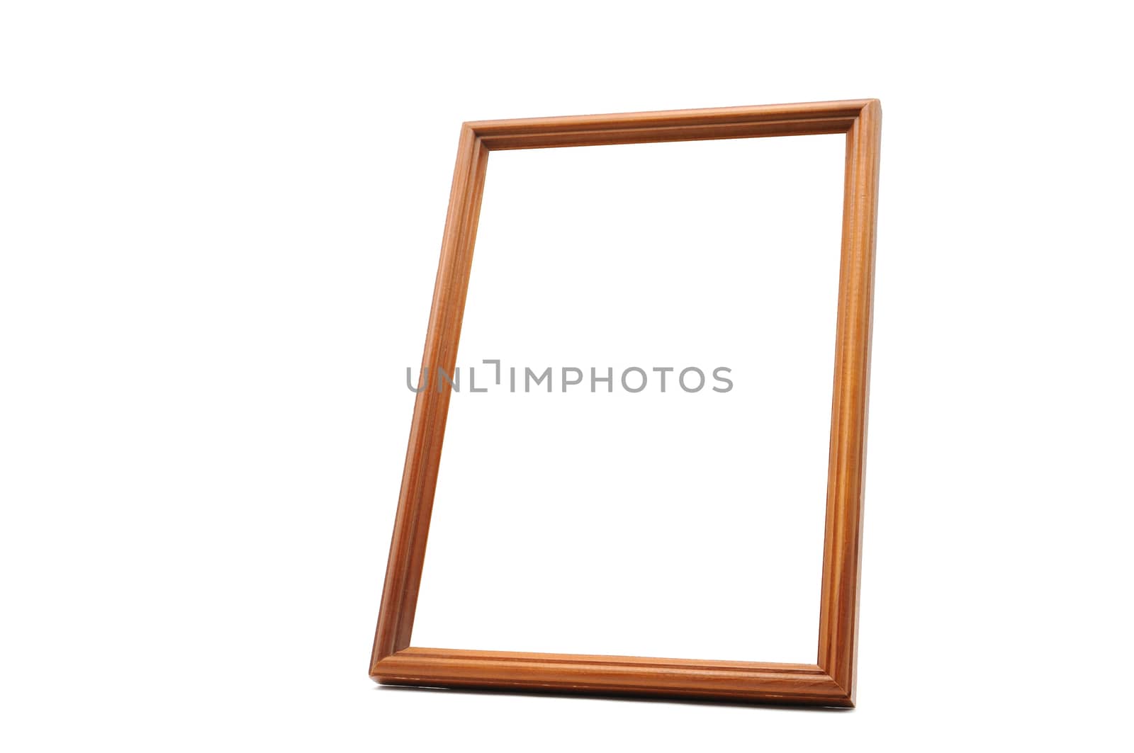 Vintage wooden photo frame on an isolated white background
