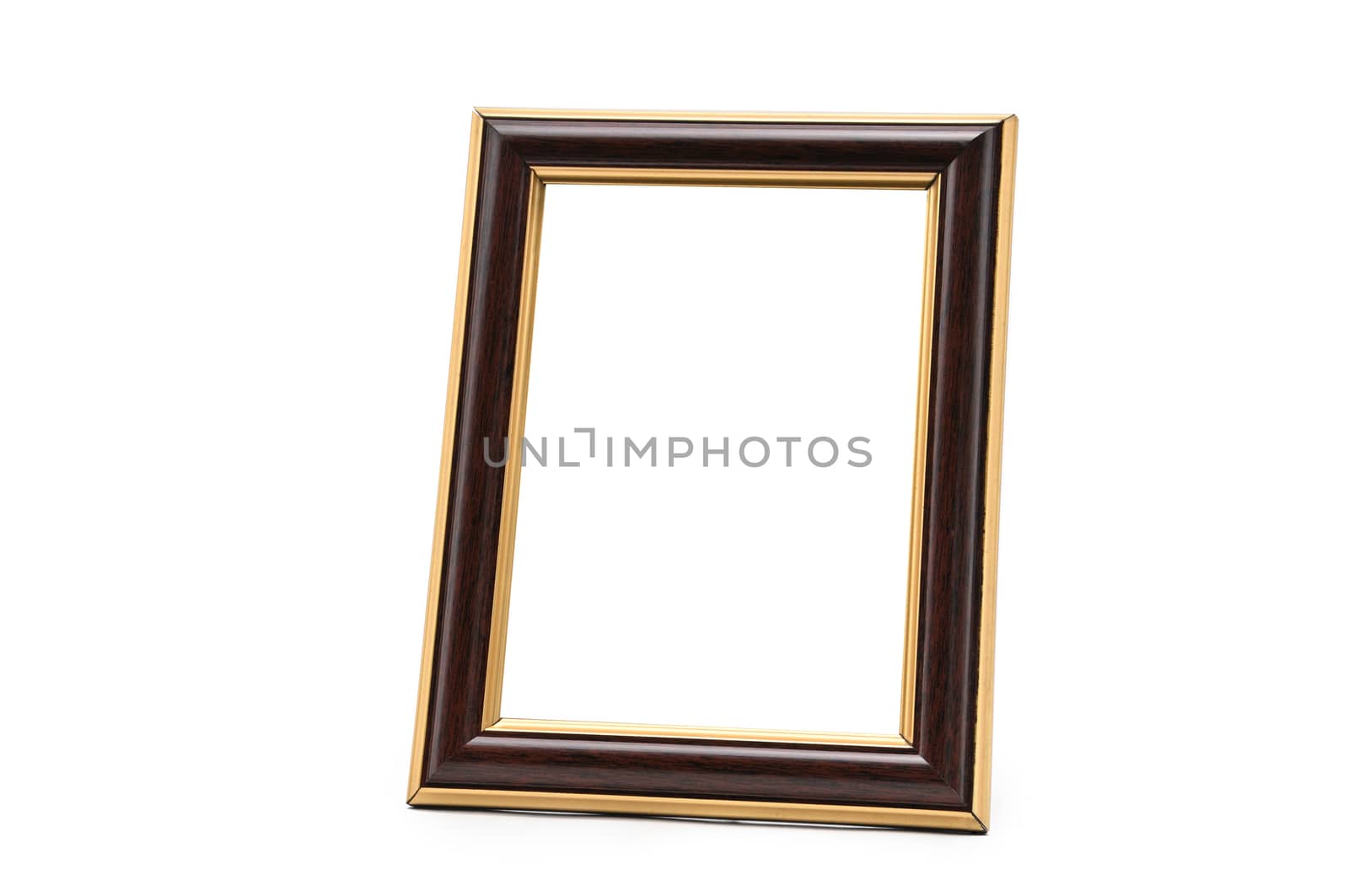 Antique wooden photo frame on an isolated white background by moviephoto