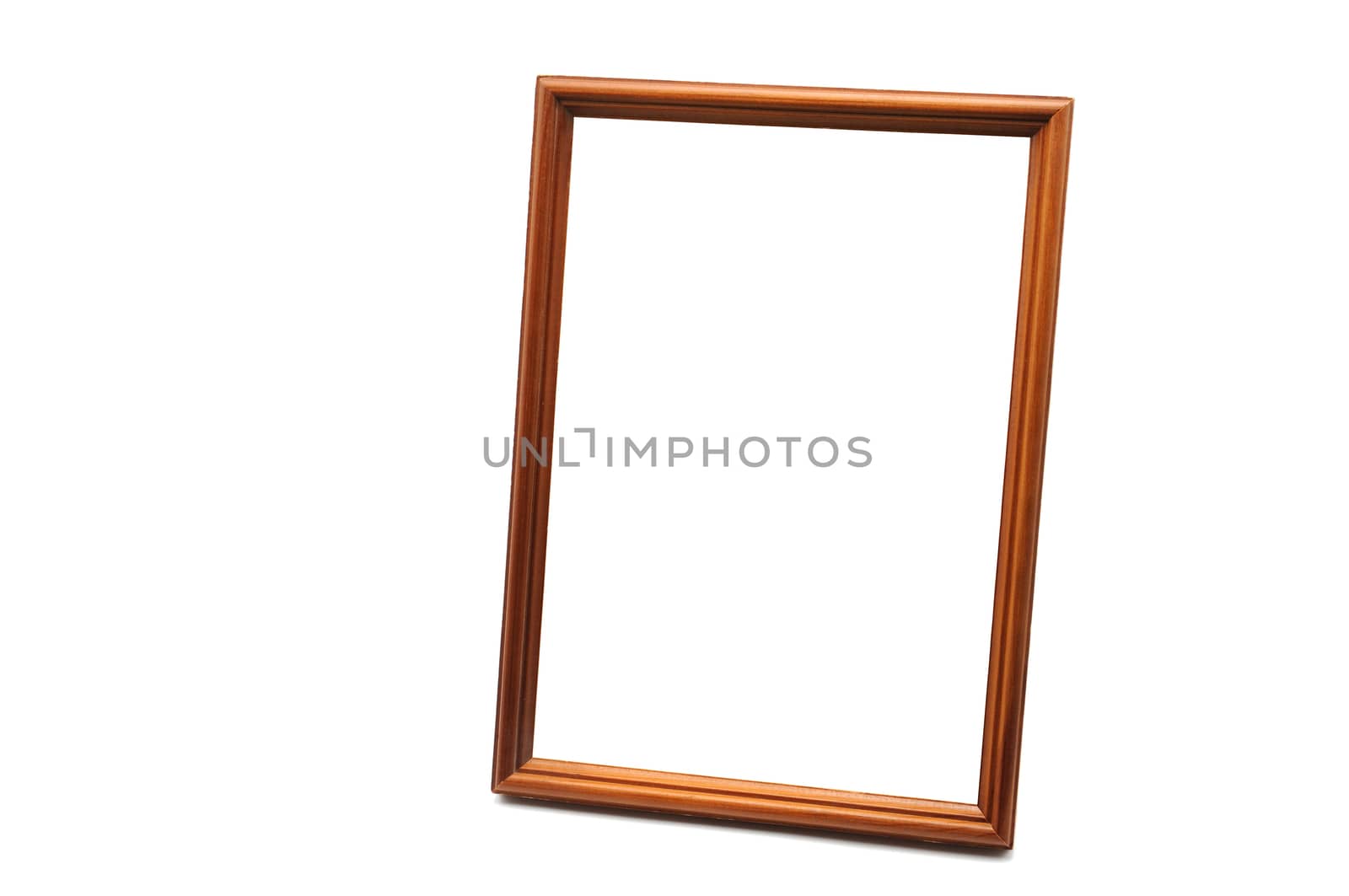 Vintage wooden photo frame on an isolated white background
