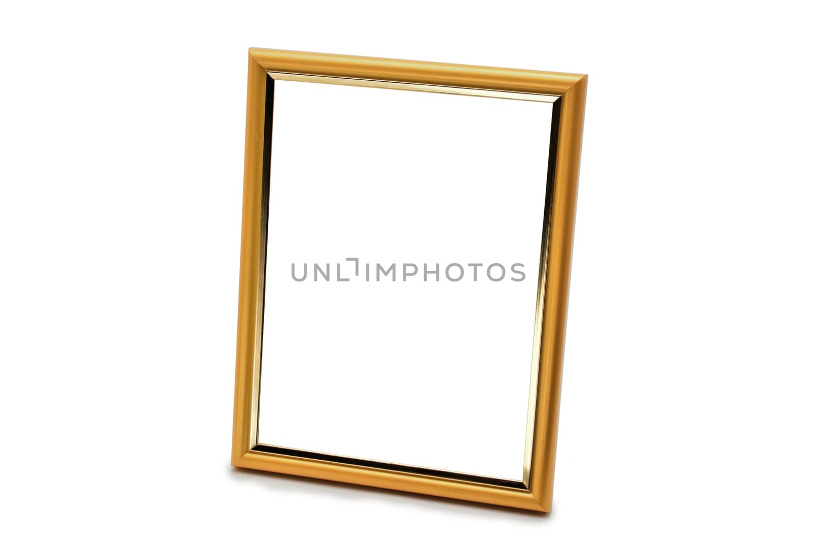 Antique wooden and golden photo frame on an isolated white backg by moviephoto