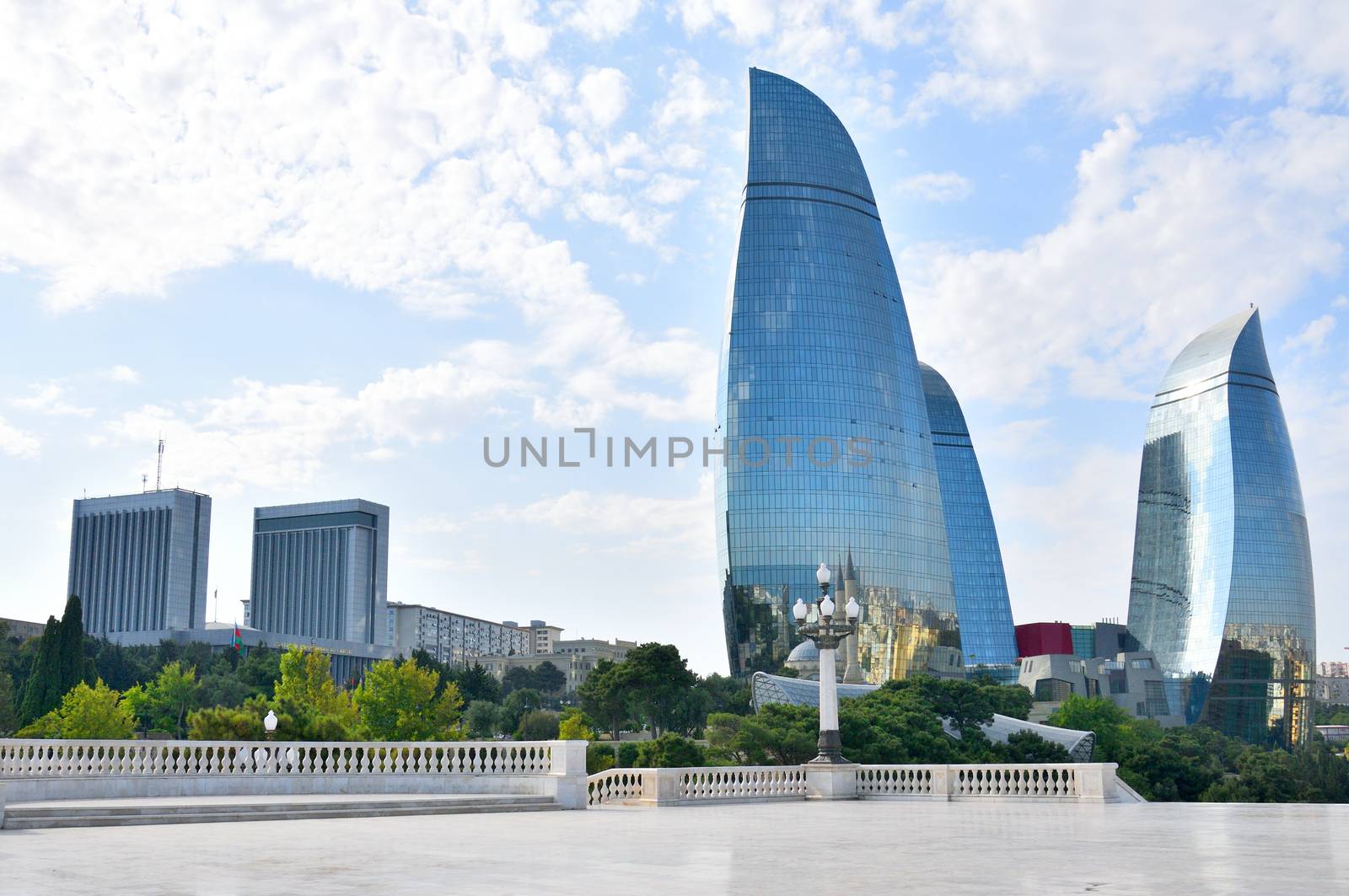 09 september 2018.Baku,Azerbaijan.The mountain park on which is located an observation deck that opens a panoramic view of Baku, on architectural ansabli and boulevard