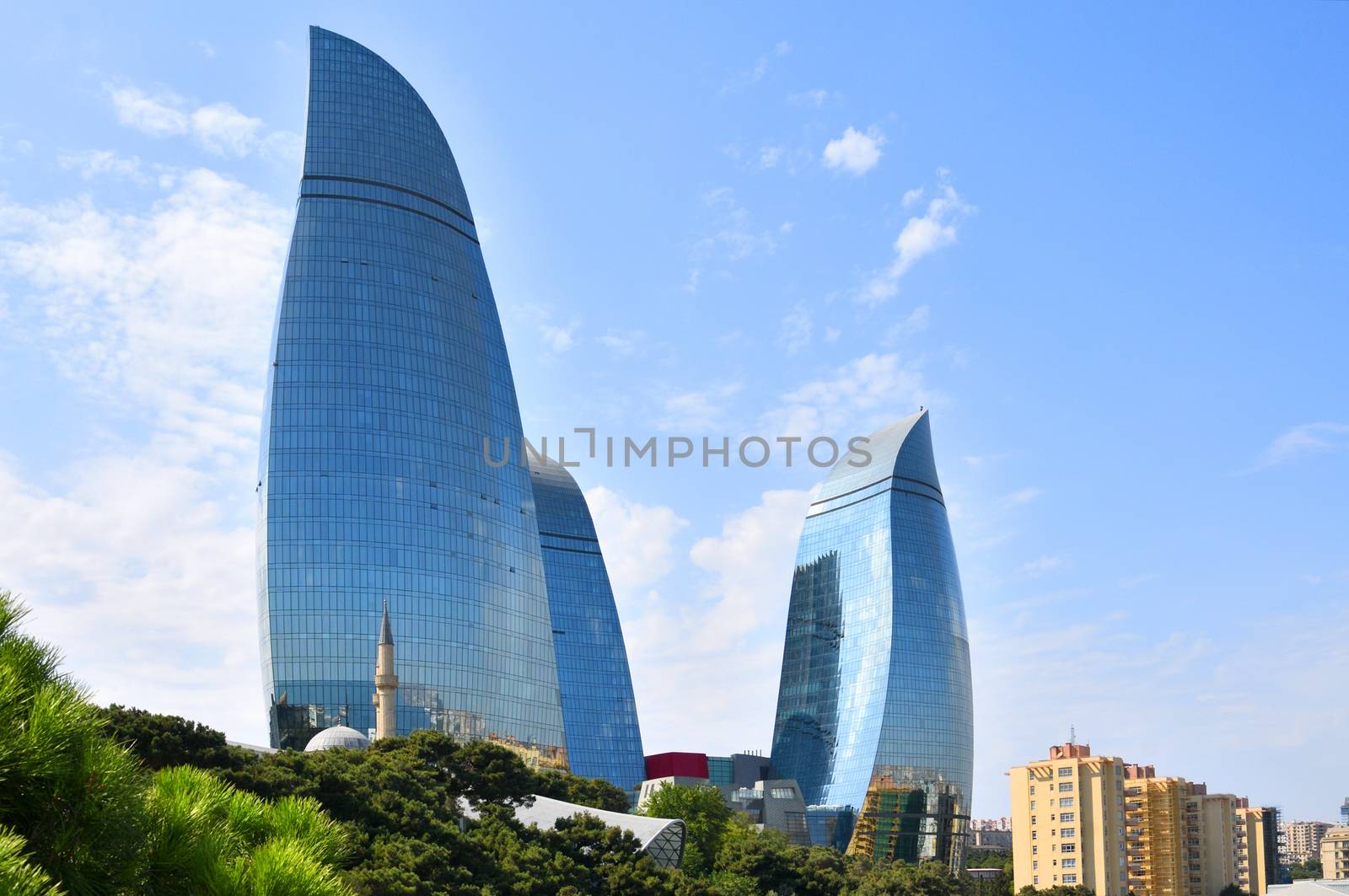 09 september 2018.Baku,Azerbaijan.Hotel Flame Towers located near Mountain Park