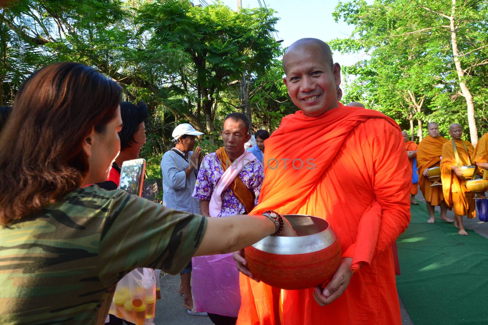 Samut Prakan,Thailand-APRIL 14,2017: Songkran Festival in the Thai-Mon style, Songkran Festival at Bang Nam Phueng, Phra Pradaeng