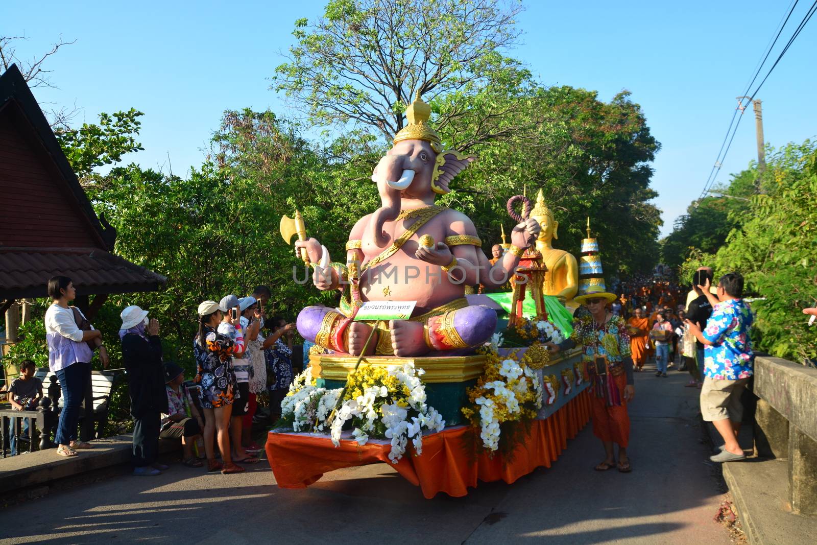 Samut Prakan,Thailand-APRIL 14,2017: Songkran Festival in the Thai-Mon style, Songkran Festival at Bang Nam Phueng, Phra Pradaeng

