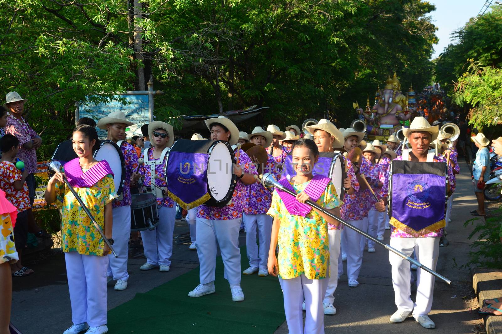 Samut Prakan,Thailand-APRIL 14,2017: Songkran Festival in the Thai-Mon style, Songkran Festival at Bang Nam Phueng, Phra Pradaeng