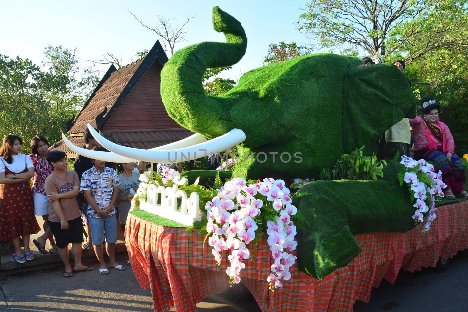 Samut Prakan,Thailand-APRIL 14,2017: Songkran Festival in the Thai-Mon style, Songkran Festival at Bang Nam Phueng, Phra Pradaeng